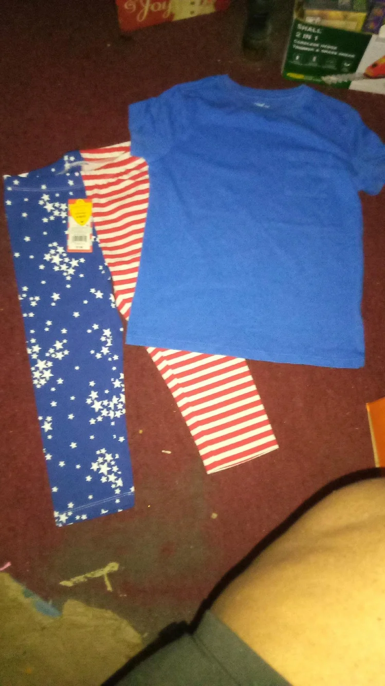 Patriotic T Shirt And Leggings Set Blue Red White
